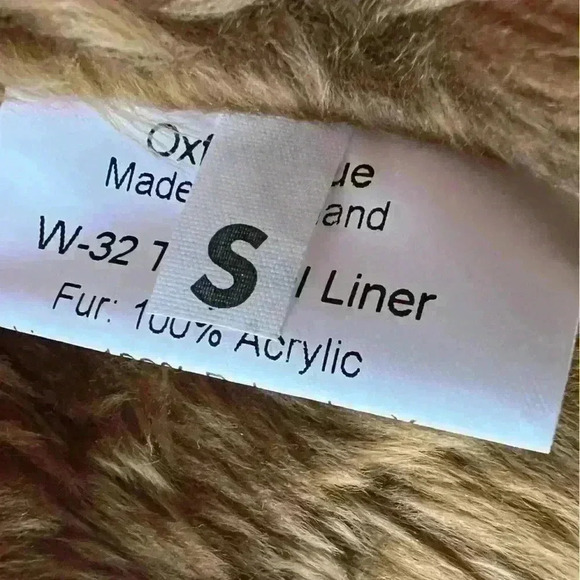 Vintage Oxford Blue Thermal Tan Brown Winter Fall Faux Acrylic Fur Lined Vest - Picture 5 of 12